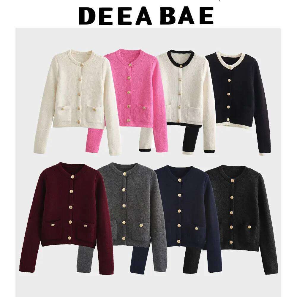 DEEABAE High Quality Women's Winter Button-Decorated Pocket Knitwear Sweater Cardigan For Women Korean Popular Clothes