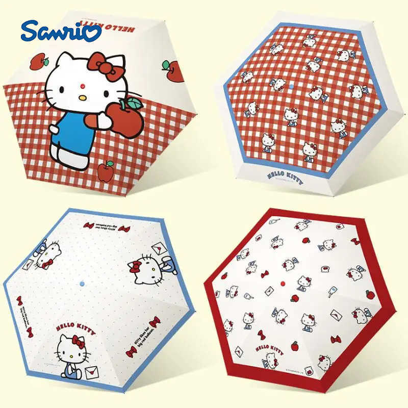 Sanrio Sanrio My Melody Sun Umbrella Kawaii Anime Cute Commute Fold Convenient Black Glue Sunscreen Handbag Style Pocket Sun Umbrella L251029
