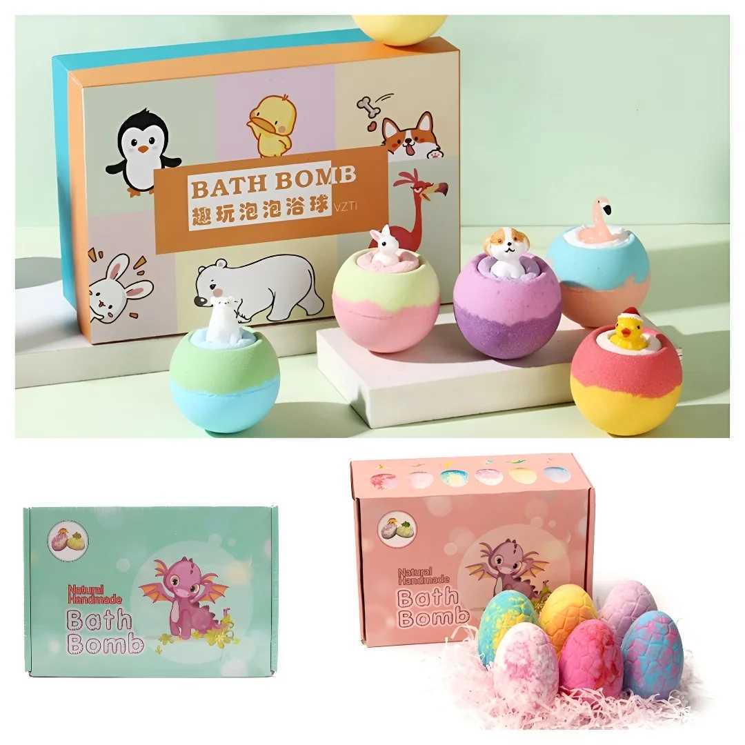 6PCS Childrens Dinosaur Egg Bomb Bath Salt Balls Fun Bubble Bath with Surprising Animal Toys Bathing Childrens Birthday Gifts L251029