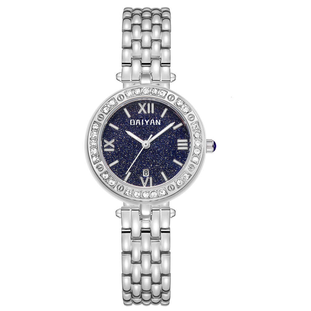 Sky Fashion Quartz Watch for Women, Diamond Pattern Strap, Sandstone, Light Luxury High-End Feel, Starry Blue