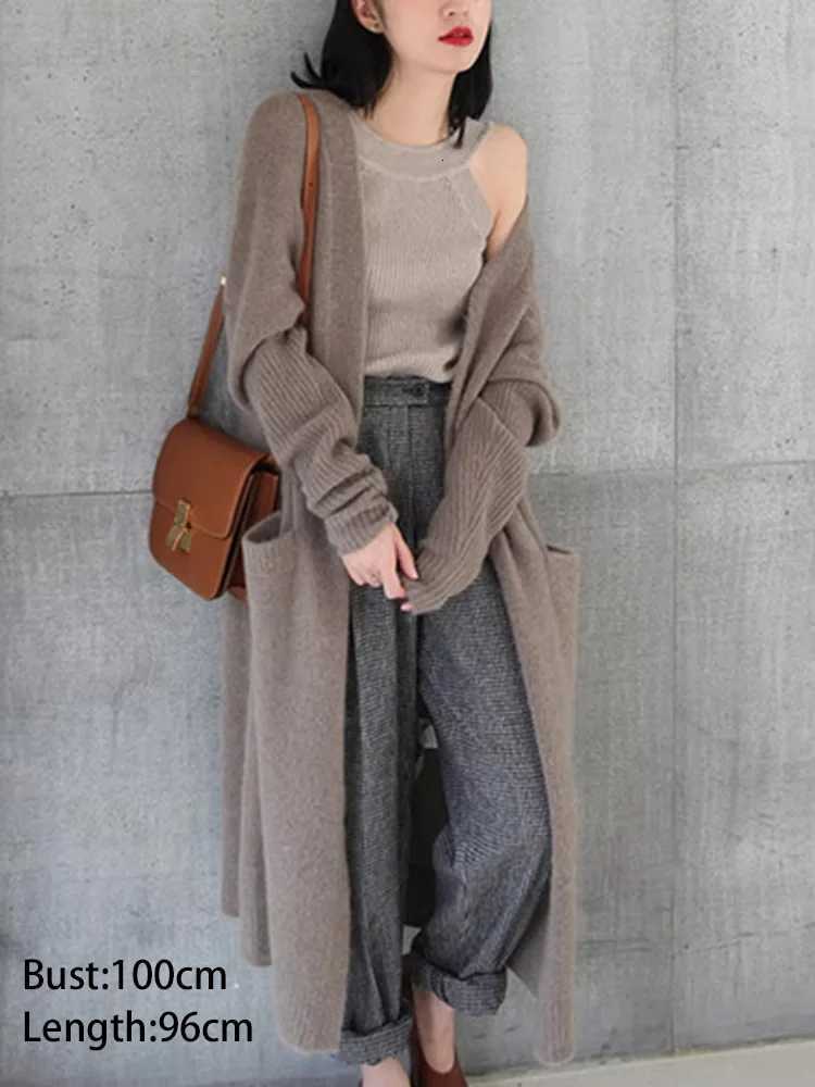 New Fashion Thicken Knitted Long Cardigan Sweater Women Autumn Winter Long Sleeve Sweater Coat Casual Loose OutwearT251028