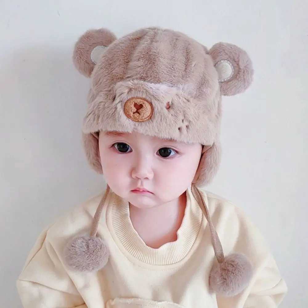 New Cute Warm Hats with Ball Solid Color Hemming Caps Autumn Winter Soft Ear Protection Hats251028
