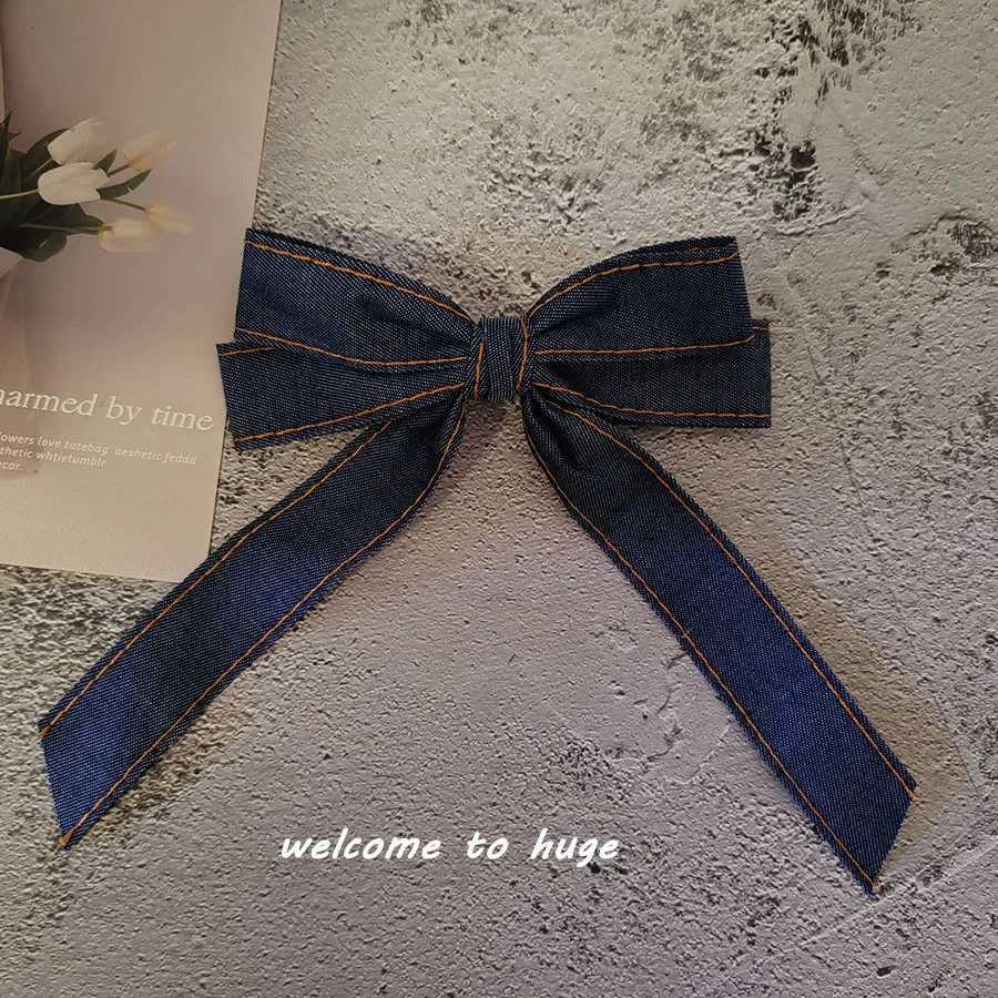 Good Quality Advanced Classic Denim Bow Hair Clip for Girls Womens Spring Hairpin Romantic Simple Design Hair AccessoryW251028