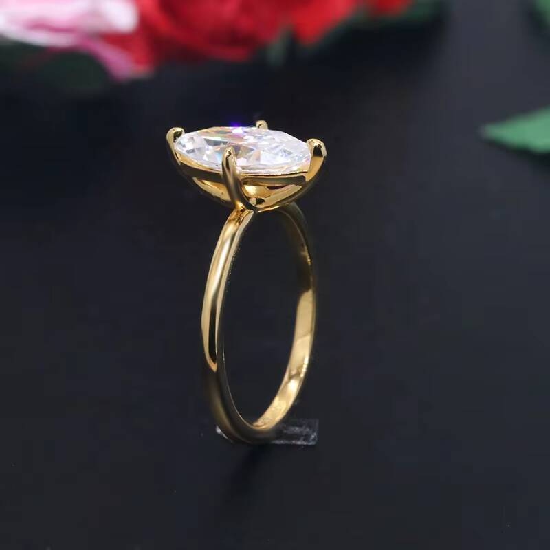Fine Mossanite Jewelry Silver 9k14k18k Solid Yellow Gold Engagement Wedding Rings Marquise Cut Moissanite Diamond Ring
