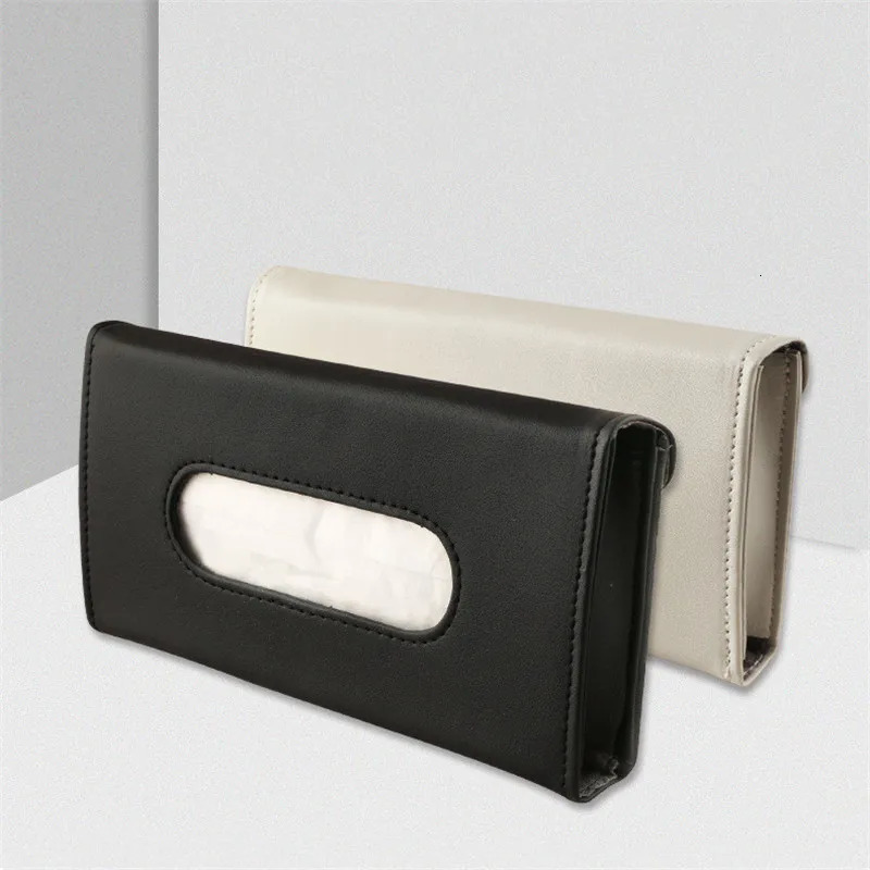Soft Leather Car Tissue Box Car Sun Visor Type Block Hanging Container Towel Napkin Holder Paper Rack Organizer Storage Bag 251029