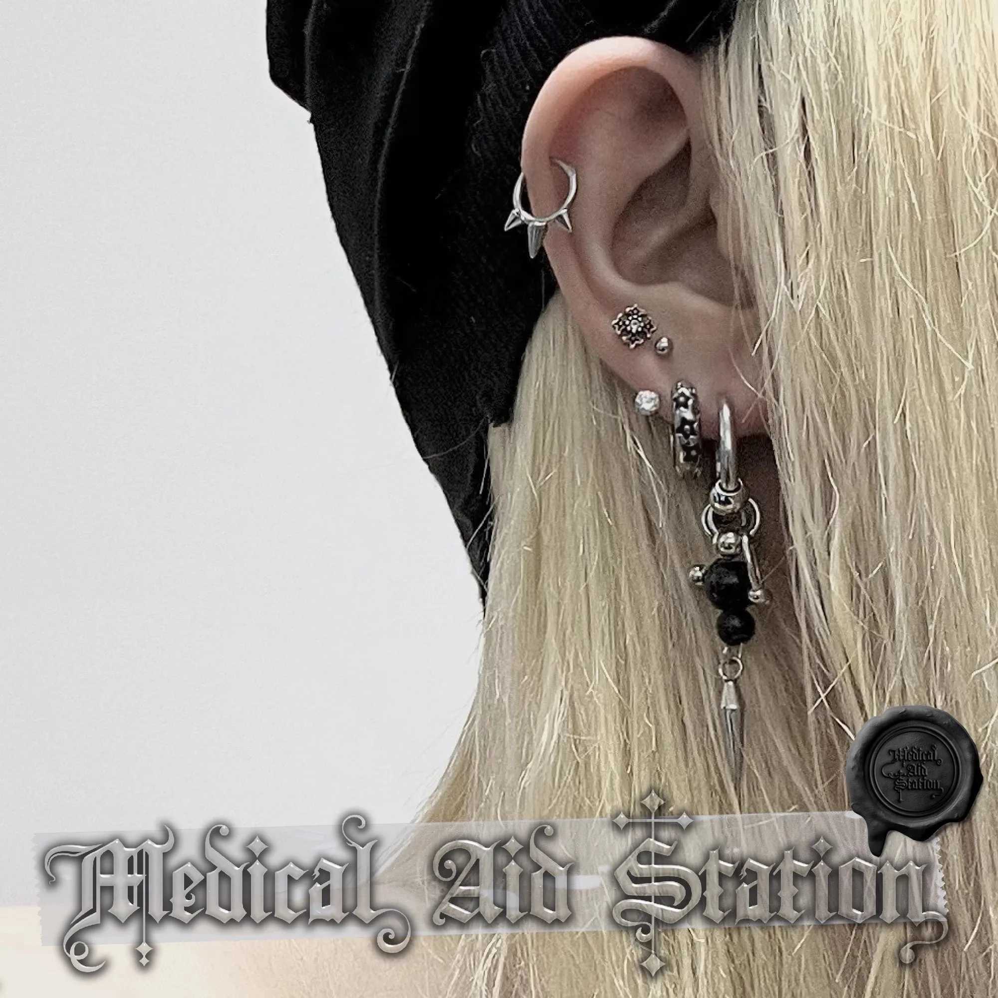 Y2K Spike Rivet Ball Pearl Hoop Earrings for Women Stainless Steel Punk Pointed Drop Earrings Gothic Jewelry AccessoriesW251029