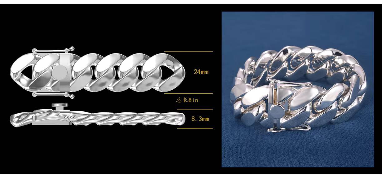 Custom 24MM S925 Sterling Silver 10K 14K 18K Solid Gold Plated Iced Out Moissanite Lab Natural Diamond Cuban Link Chain Necklace