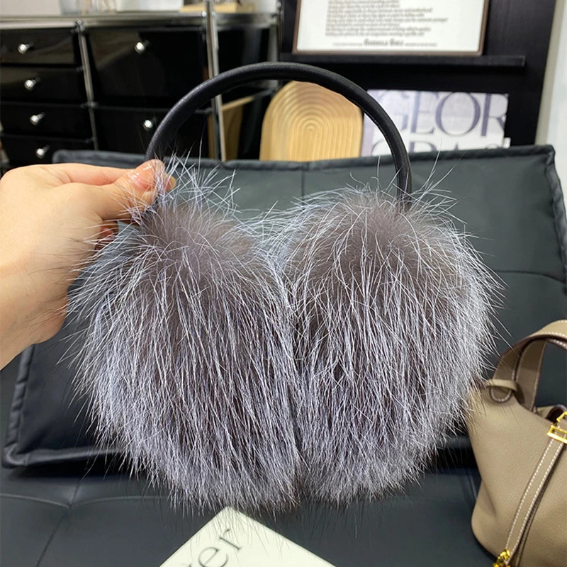 Winter Real Fox Fur Earmuffs for Women Natural Fox Fur Scarves Dual use Genuine Warmer Plush EarMuff Outdoor Solid Fur Scarf 251029