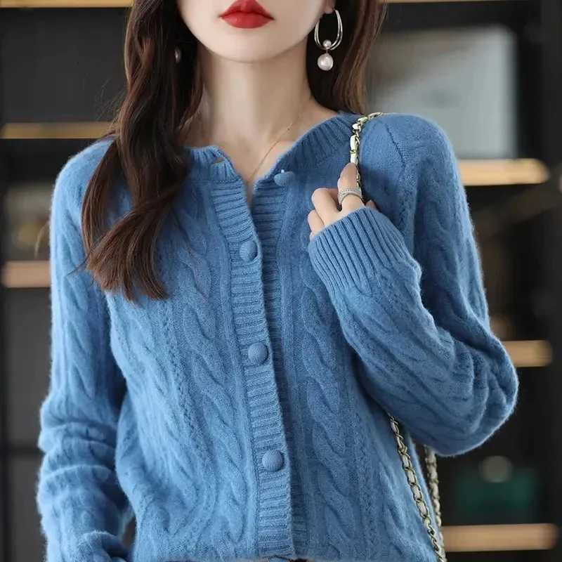 Women Cardigans Spring Autumn Winter Long Sleeve Knitted Sweaters Oneck Basic Thick Warm Fashin Korean Cardigan Slim Fit TopsT251028