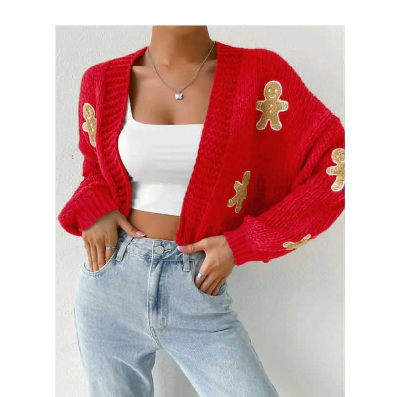 Knitted Cardigans Winter Clothes Woman Pulls Femmes Comfortable Allmatch Loose Simple Style Gingerbread Man Casual CommutingT251028
