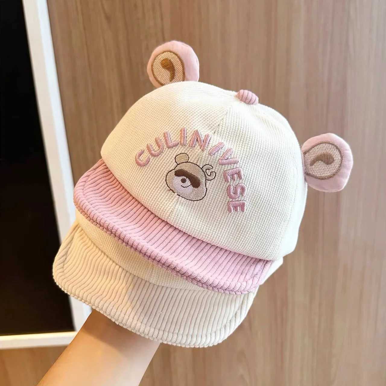 Autumn Winter Baby Baseball Cap Cartoon Warm Corduroy Hat for Toddler Boy Girl Cute Bear Ear Duck Tongue Caps251028