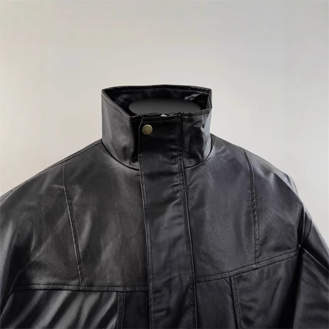 Motorcycle Jacket PU Leather Coat Men's Casual Short Designer Jacket Spring Autumn High-end Pilot Collar Leather Jacket