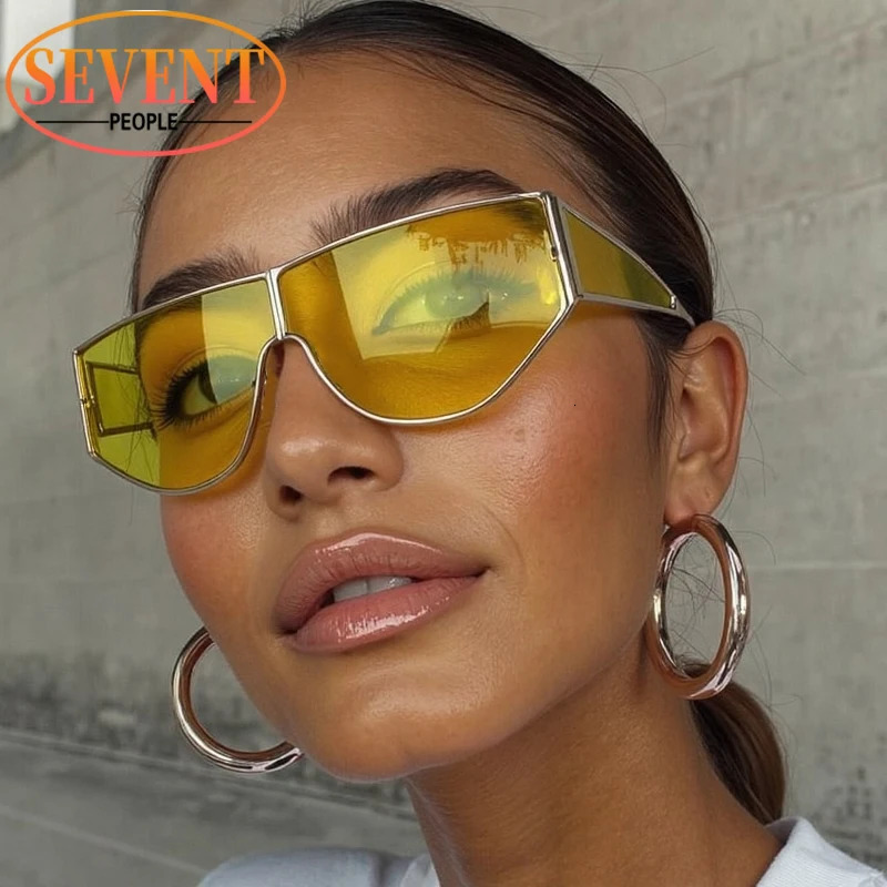 Fashion Y2K Punk Shield Sunglasse y Vintage Steampunk Sun Glasses For Lady Trendy Polygon Shades 251013