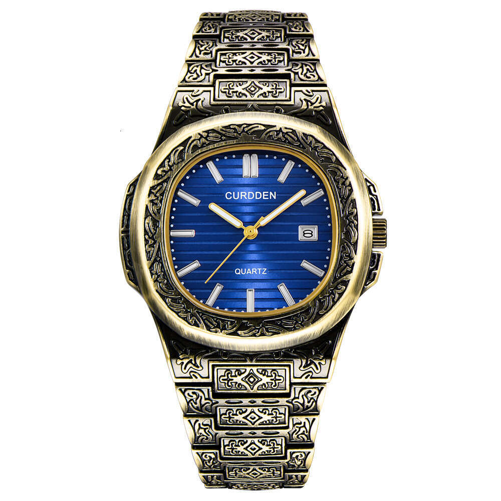 Brand Men's Hip-Hop Engraved Cool Creative Calendar Quartz Watch for Men