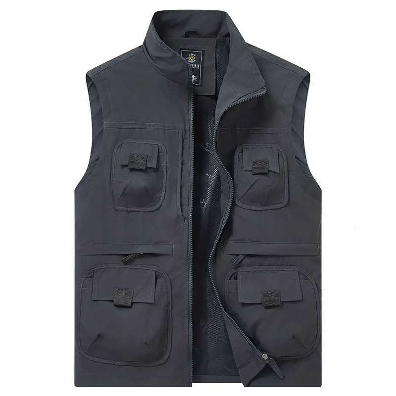 M8XL 2025Autumn New Unisex Outdoor Multi Pocket Casual Hiking Stand Up CollarVersatile Vest Jacket Comfortable Vest Workwear W251029