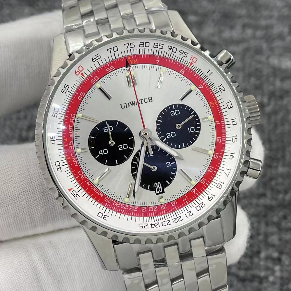 Luxury B1 Quartz VK chronometer Navi timer Stainless Steel Mens Watches Stainless Steel
