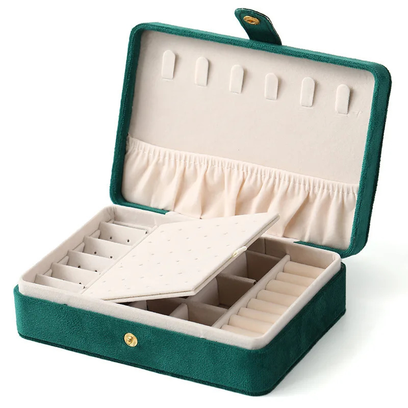 1pc Elegant Velvet Jewelry Organizer Box Portable Necklace Bracelet Earrings Rings Display Storage Boxes for Travel or Home Use 251013