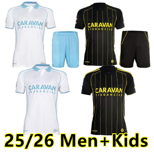 25 26 Soccer Jerseys Real Zaragoza RATON Mens 2025 2026 NARVAEZ ZAPATER BERMEJO FRANCHO Home Short Sleeve Football Shirts Adult Uniforms Men kids kit