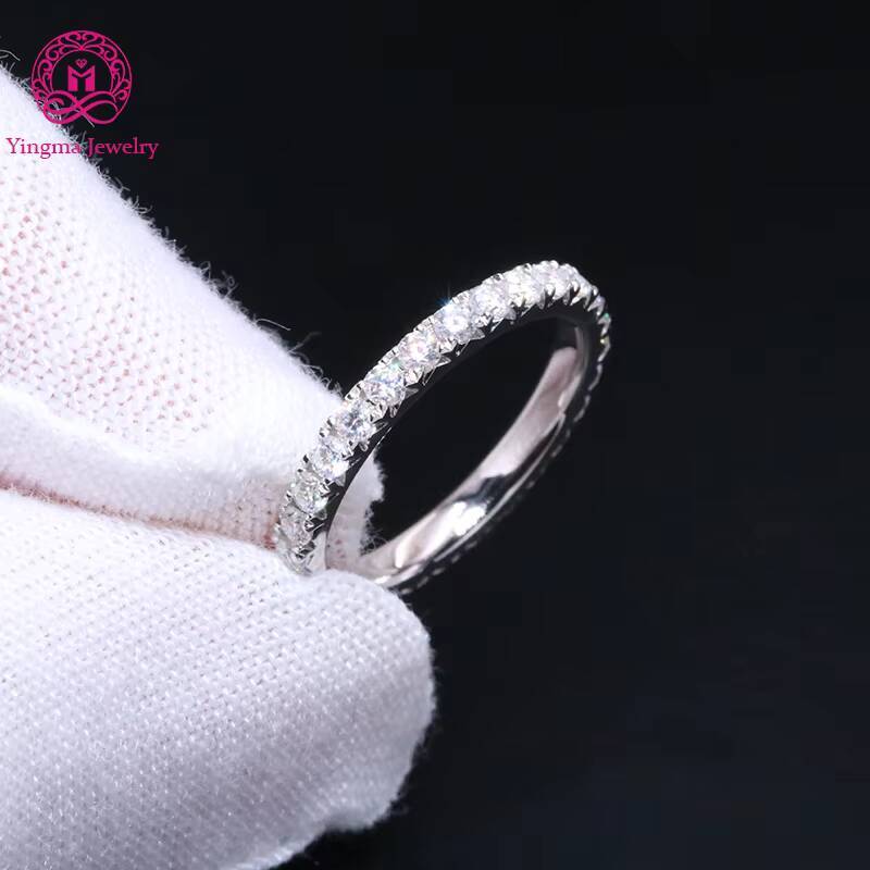 18mm Round Brilliant Cut Colorless Moissanite Diamond Ring Solid 14K Real White Gold Lab Grown Diamond Eternity Band Ring