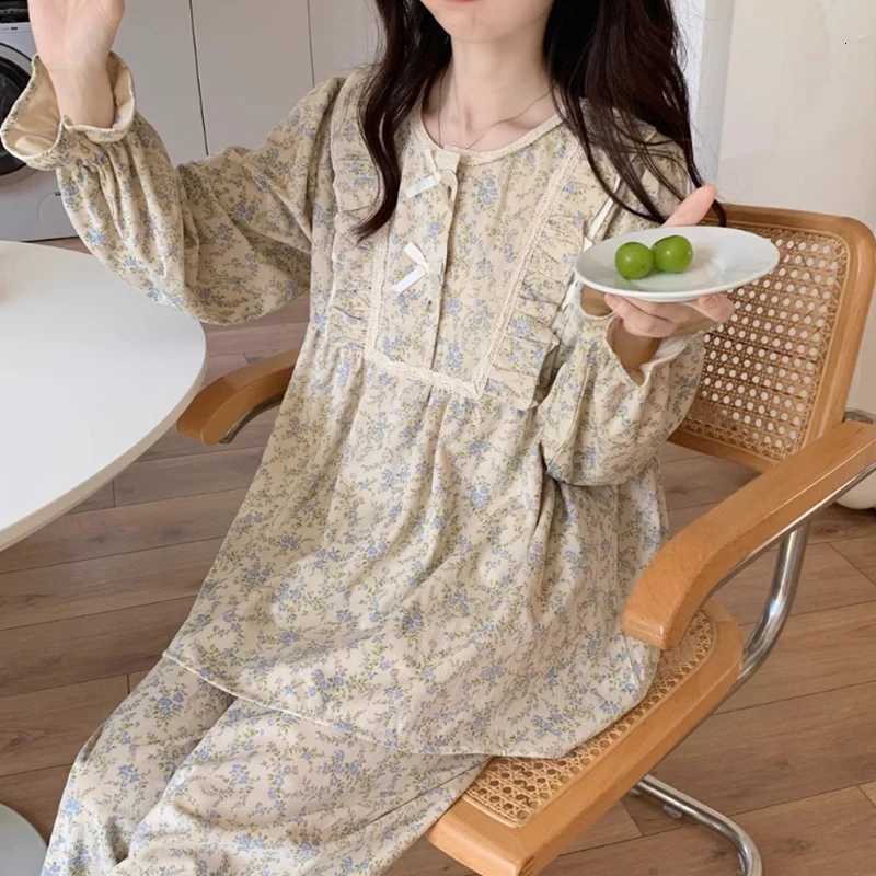 Women Plus Size Pajamas Garden Style Student Homewear TwoPiece Korean Version of the Bow Can Be Worn Outside LongSleeved womenT251029