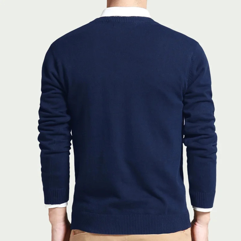 Cotton Sweater Men Long Sleeve Pullovers Outwear Man V Neck Male Sweaters Fashion Loose Fit Knitting Clothing Korean Style 251029