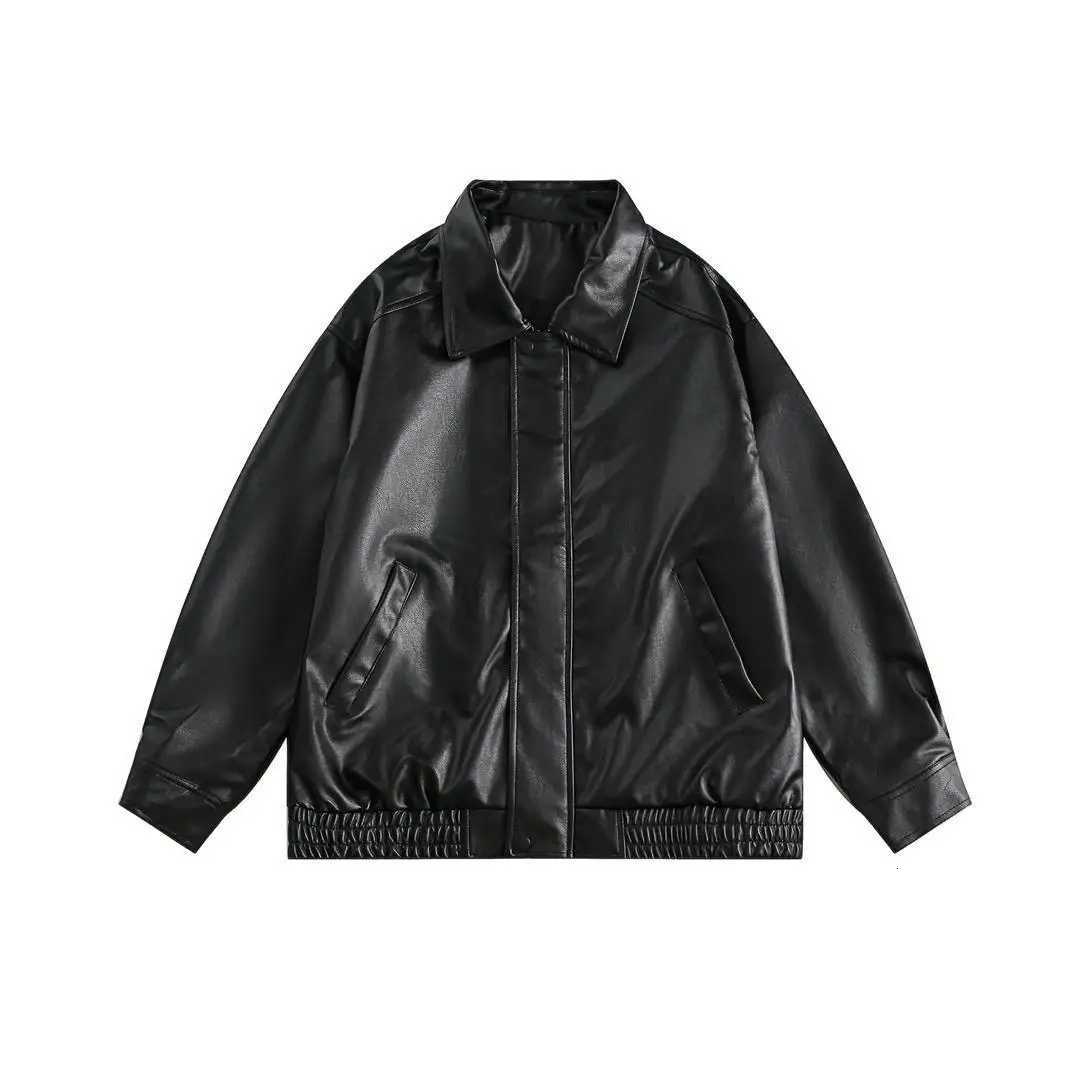 American Motorcycle Pu Brown Male Leather Jacket 2024 Autumn New Loose Casual Zipper Highend Mens Leather Jacket StreetwearT251029