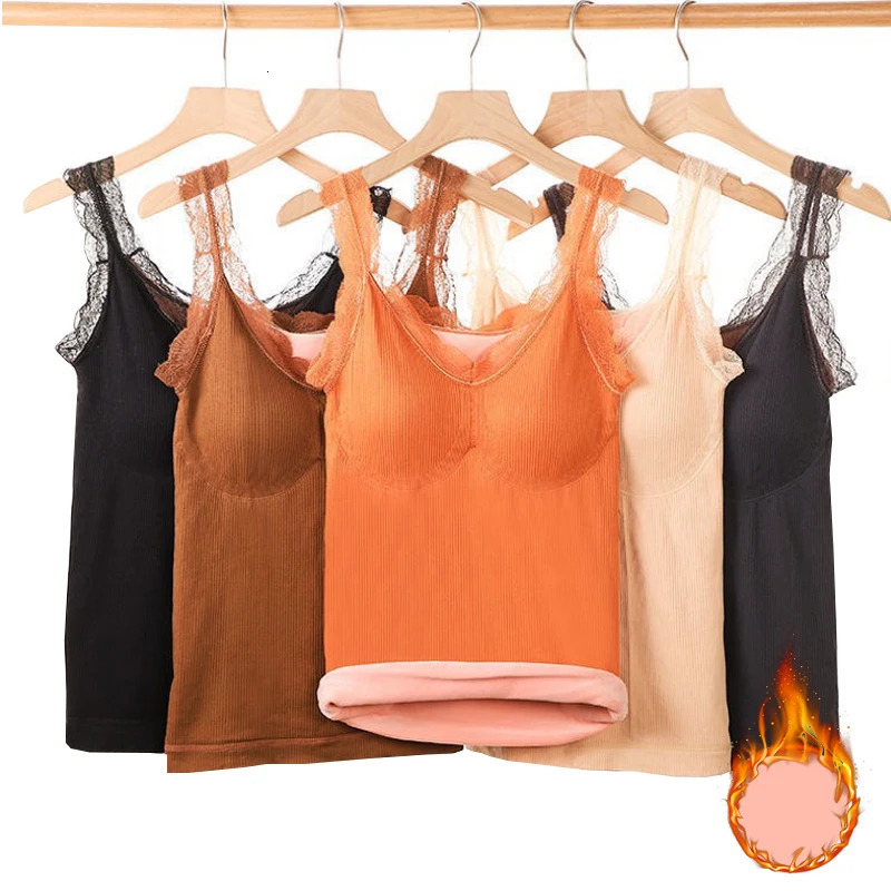 1pcs Woman Thermal Underwear Thermo Lingerie Winter Soft Warm Top Wear Thermo Vest Undershirt Intimate Lace with Bra Padded 251029