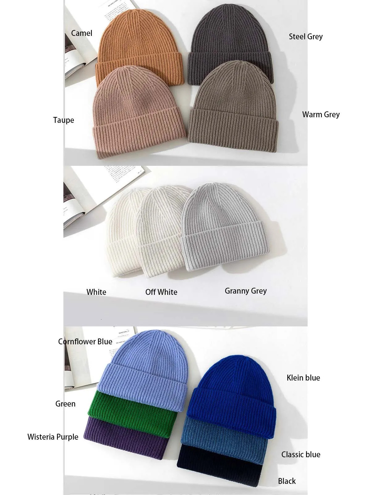 Wool Beanies Women Knitted Cap Hat Men Winter Warm Bonnet 251029