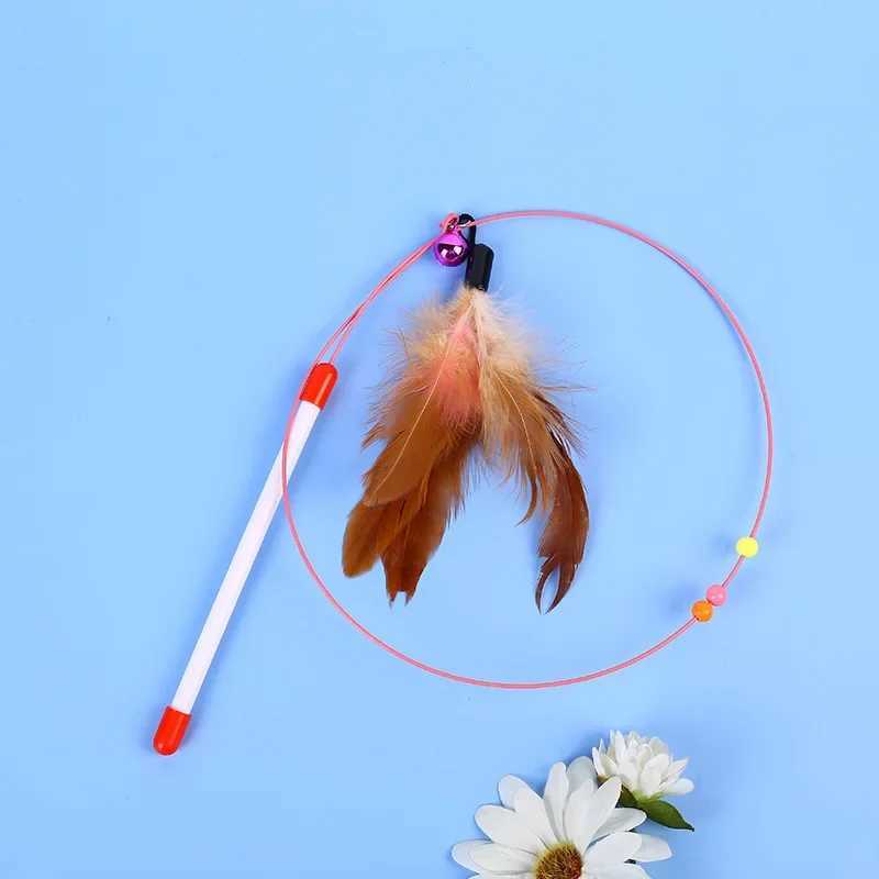 Cat Toys Cat Teaser Wire Fish Funny Cat Rod Fishing Cat Rod Feather Bell Funny Cat Stick Pet Interactive Replaceable head S251029{category}