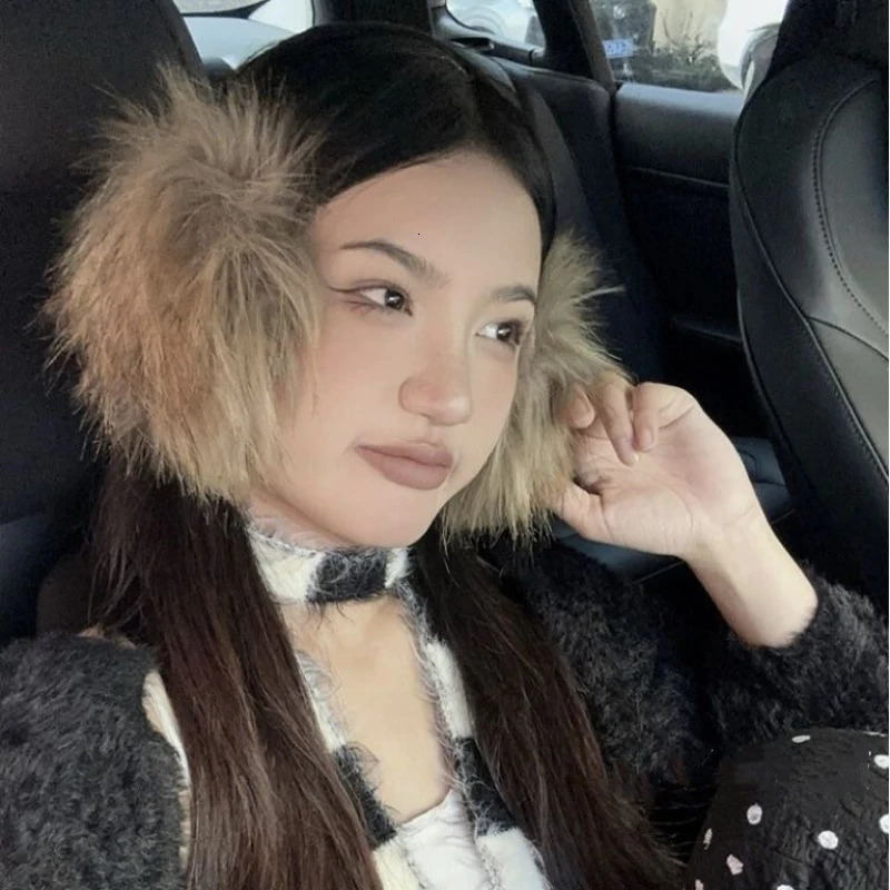 Y2k Korean Plush Furry Earmuffs Women Fashion Versatile Thicken Earflap Winter Windproof Warm Cycling Ear Protection Earplugs 251029