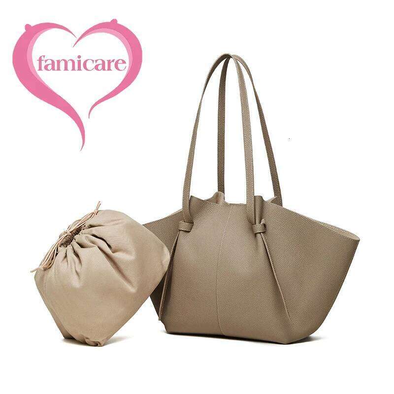 Genuine Leather Handbag Large Capacity Cowhide Tote Bag, Fashionable Batwing Design, Versatile Bag for Women, New