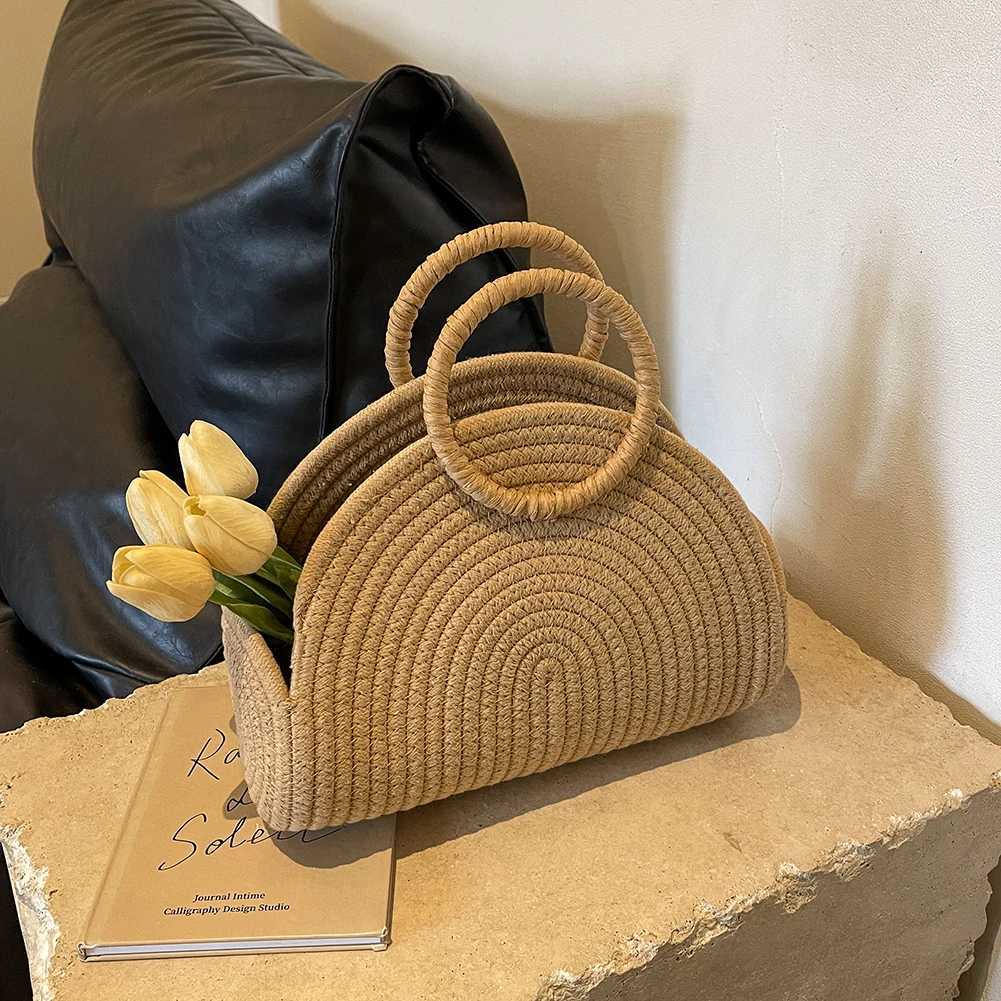Handwoven Shoder Purse Chic Cott Rope Holiday Travel Handbag Rattan Bag Vai Bag for Wen and Girls D251029