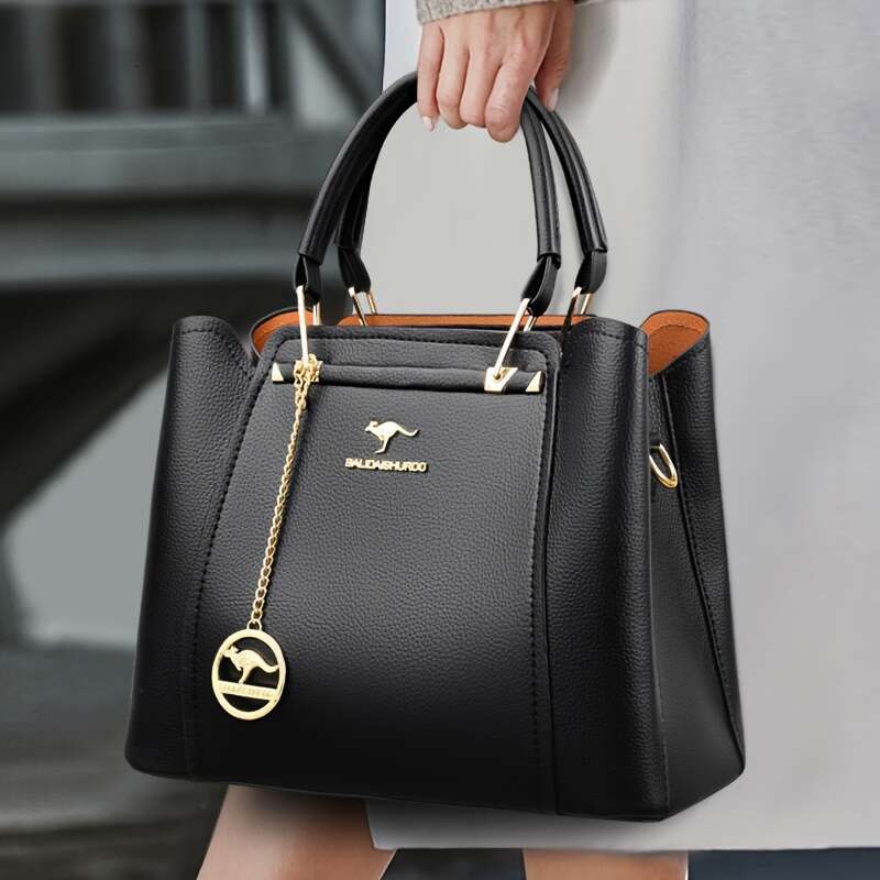 Chic Black Tote Bag Women Versatile Shoulder Handbag With Zip Closure, Polyester Lined, Casual Style, Perfect For Everyday Us