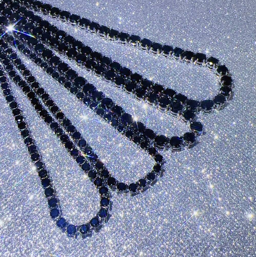 Custom Moissanite Jewellery Black Diamond Silver 925 Necklace VVS Diamond Chain Hip Hop Iced Out Jewelry Fashion Tennis Chain