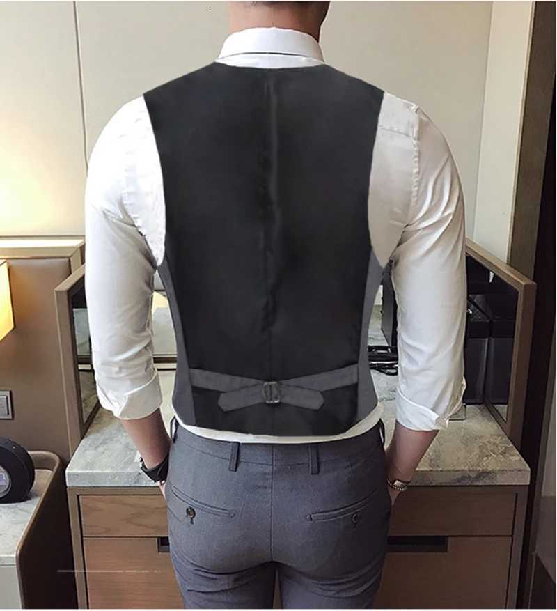 Fashion Single Breasted Suit Vests for Men Grey Black Highend Male Waistcoat Slim Fit Formal Business Casual Vest Plus Size 7XL W251029