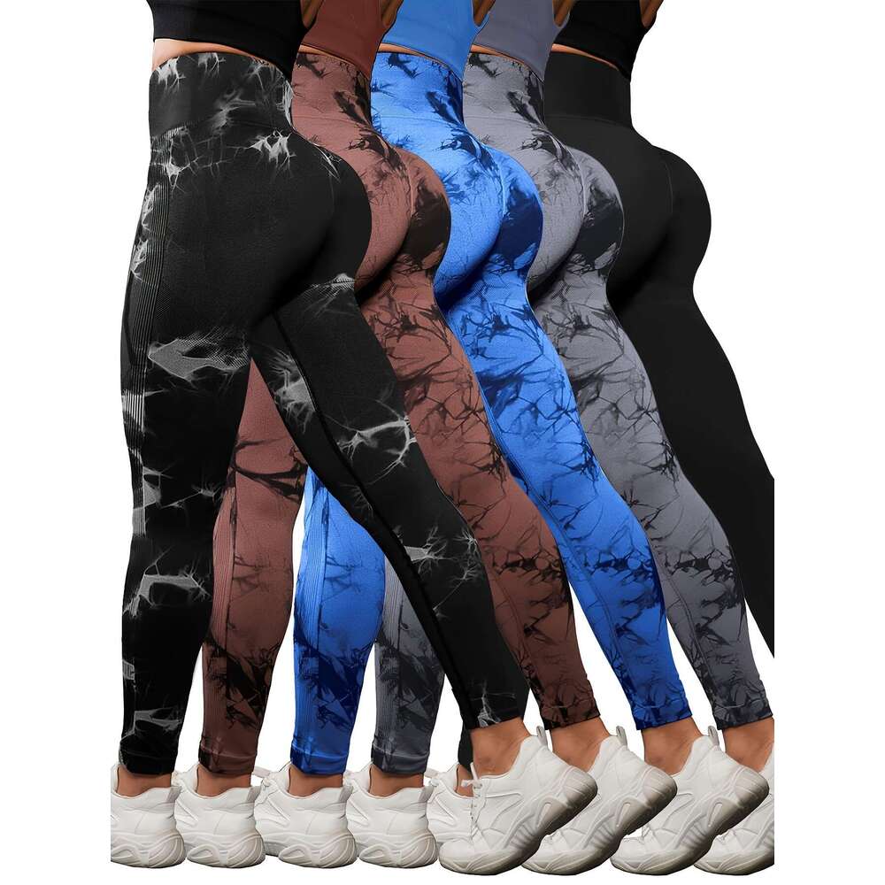 5pcs Women's High-Waisted Leggings Set - Soft Compression Pants, Suitable for Running, Yoga, Fiess, and Other Sports