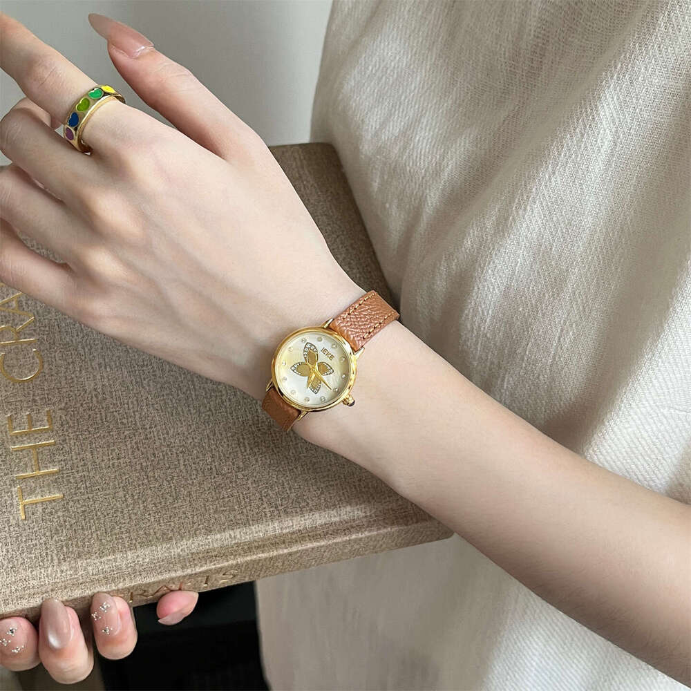 Butterfly Point Diamond Korean Style Designer Belt Quartz Watch Niche Design Sense Fashion Trend Women's Wristwatch