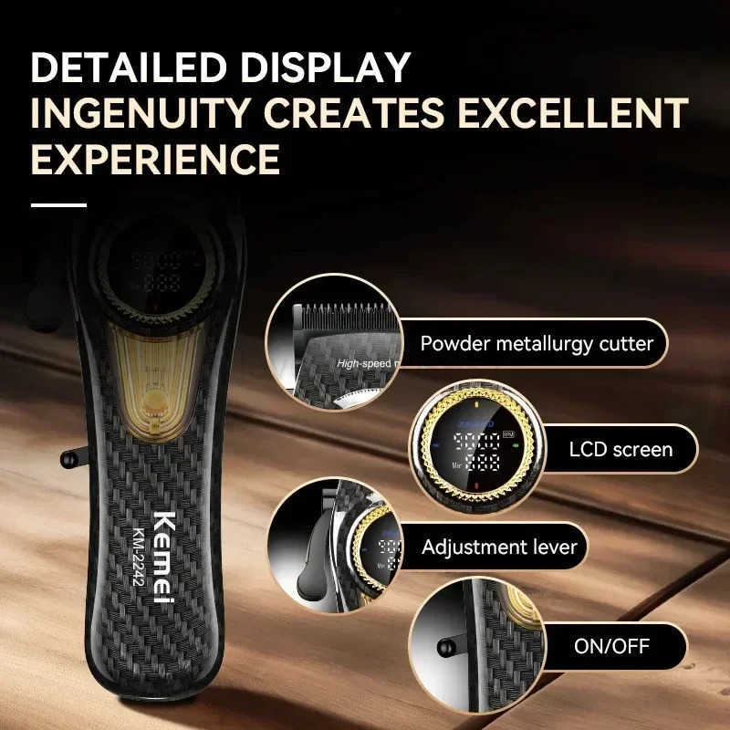 Kemei 2242 Professional Cordless Hair Clipper Barber Electric Hair Trimmer Rechargeable Fade Hair Cutter Cutting Machine for Men Z251029