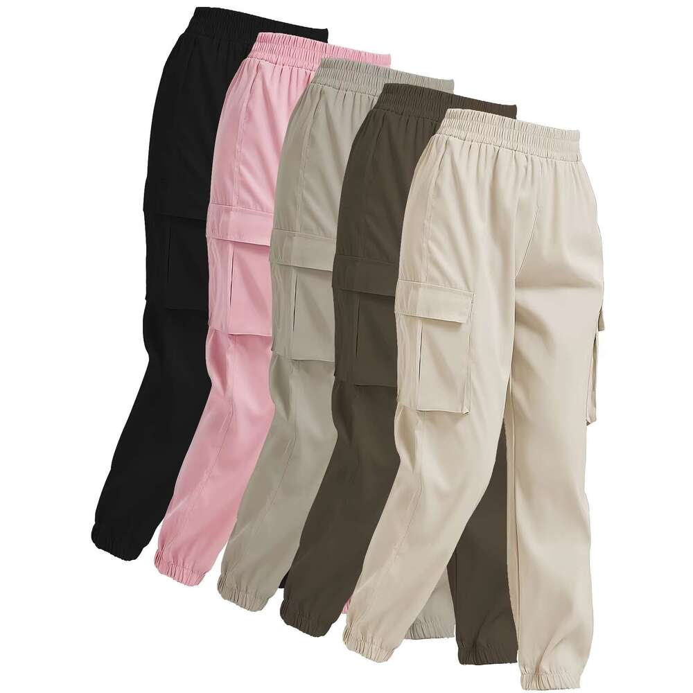 5pcs Solid Color Pocket Jogger Suitable for Autumn And Winter Casual Elastic Waist Sports Pants, Women's Clothing, Jogging Pants