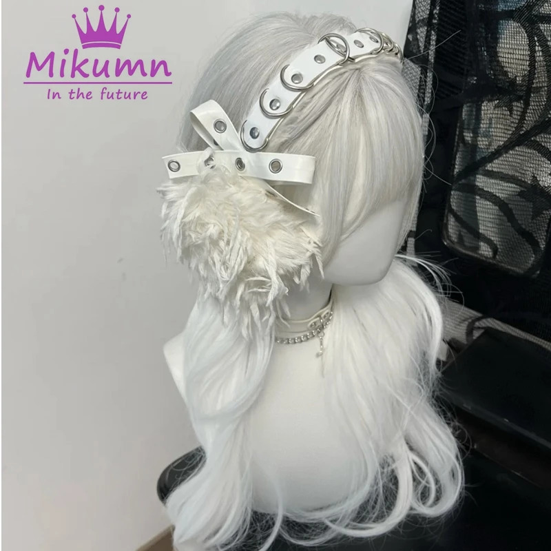 Mikumn Harajuku Women Plush Earmuffs Gothic Girls Black Furry Feather Ear Muff Punk Rivet Bow Foldable Winter Warm Earmuffs 251029