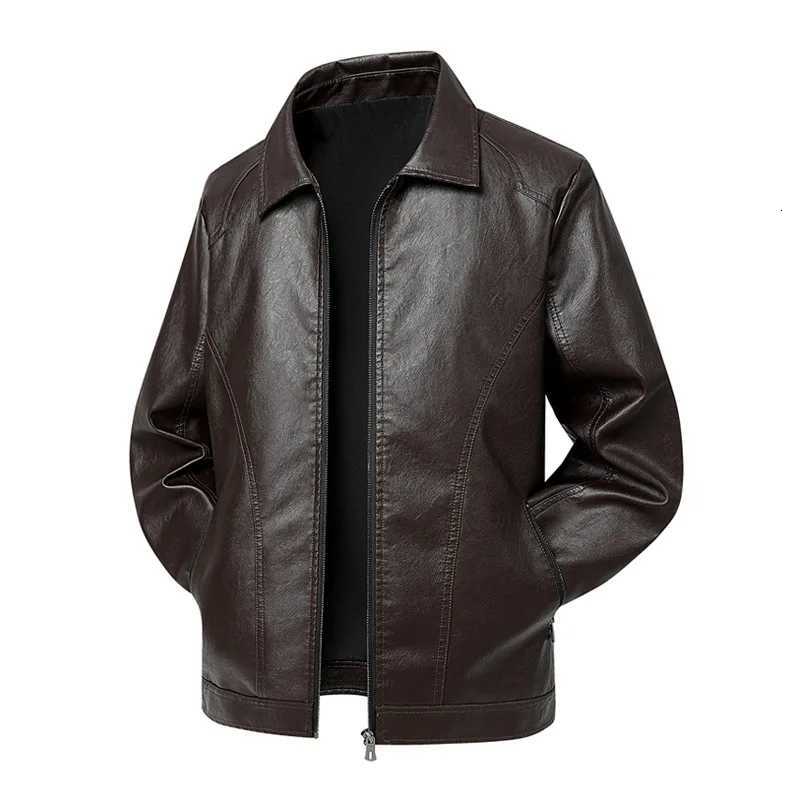 Men Fall Winter PU Leather Jackets 2025 Mens Turn Down Collar Motorcycle Leather Jacket Mens Black Casual Jackets Big Size M8XLT251029