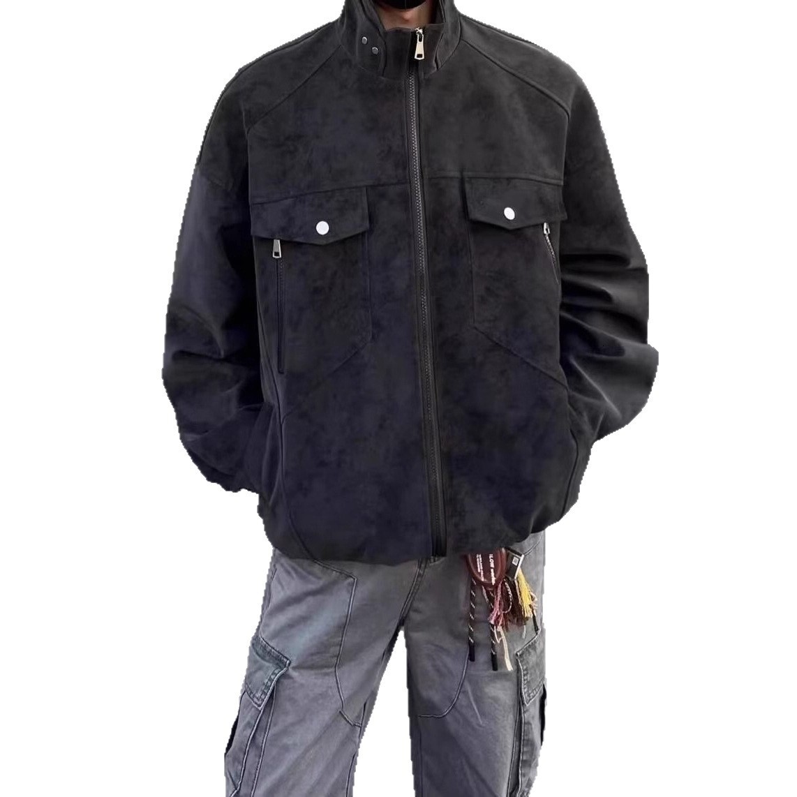 Designer Jacket American Style PU Leather Jacket For Men Spring And Autumn Short Trendy Brand Stand Collar Workwear Flight Jacket With High-end Feel
