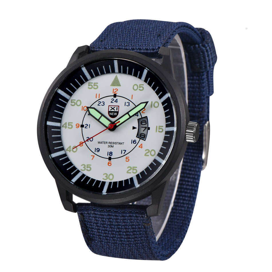 Men's New Fashion Nylon Strap Gift Military Calendar Luminous Quartz Watch for Men