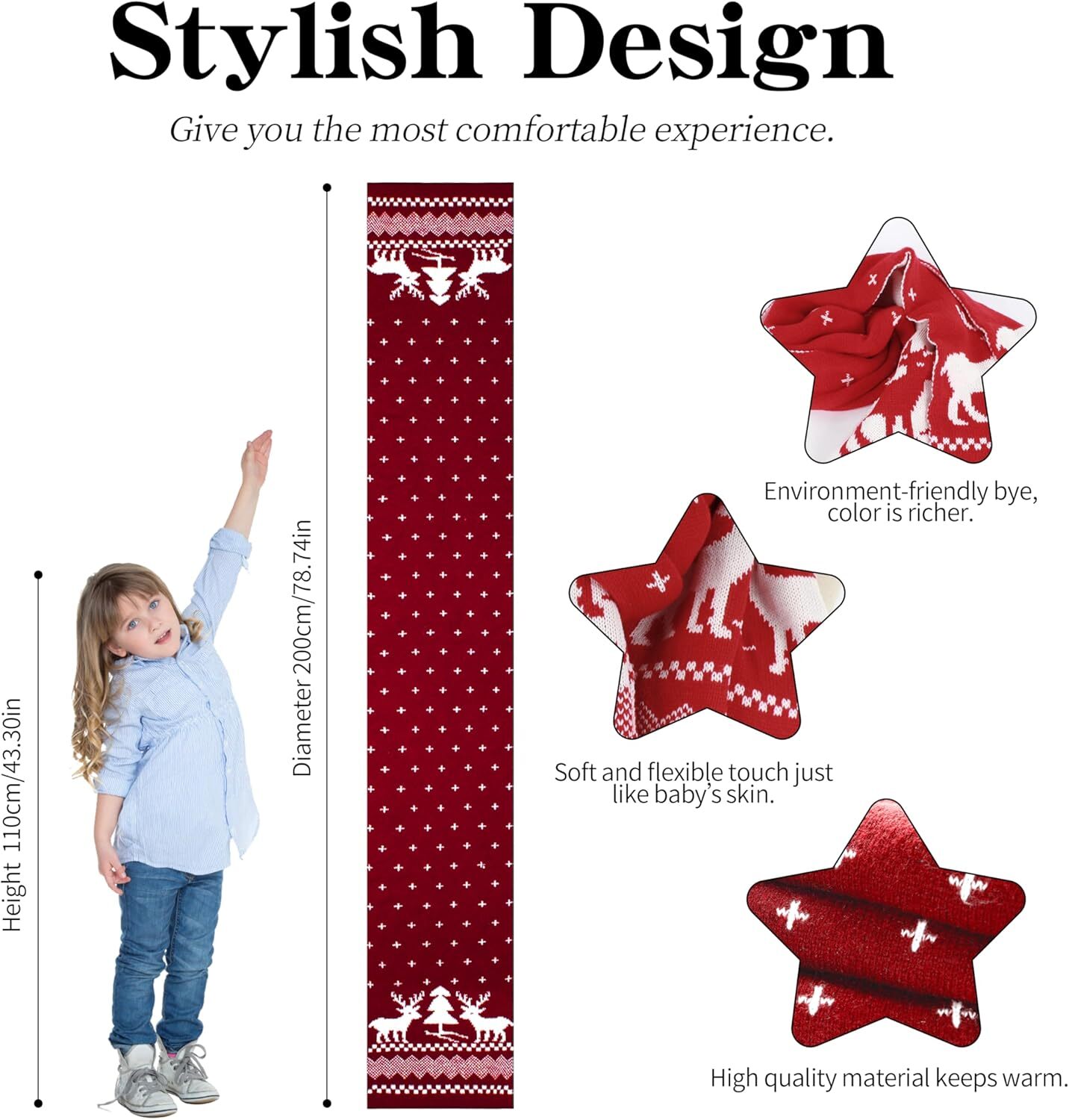 Custom Unisex Christmas Theme Scarves Winter Knitted Scarf