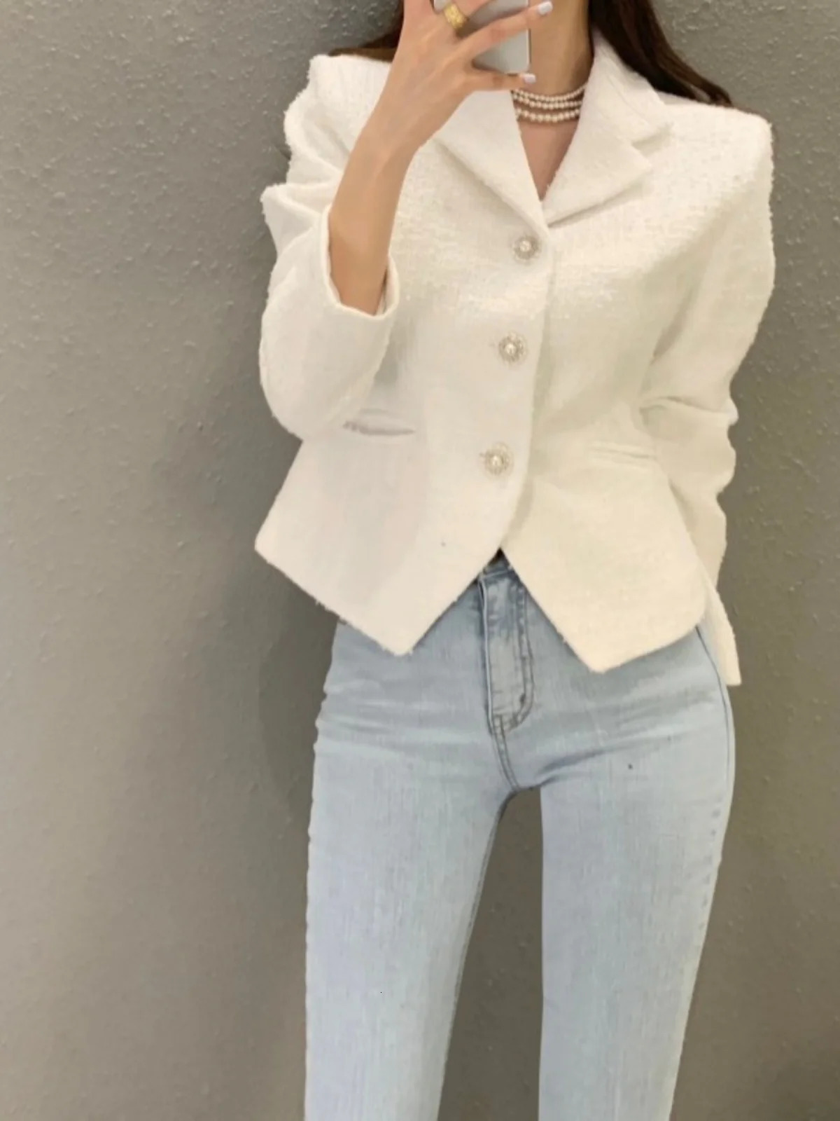 Ele Small Fraance Sle Womens Coat Autumn Winter Vintage Collar HighEnd Feel ort Top with Large Flowers 251029