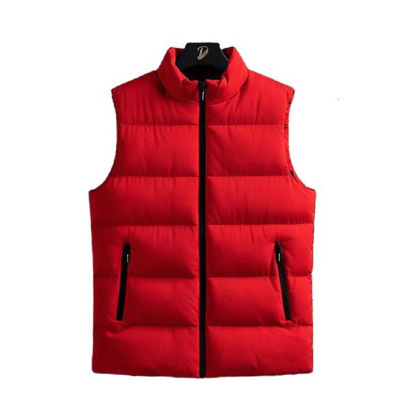 Autumn Winter Waistcoat Man Lightweight Plus Size Sleeveless Vest Stand Collar Zipper Cardigan Casual Solid Color Warm Vest Coat W251029