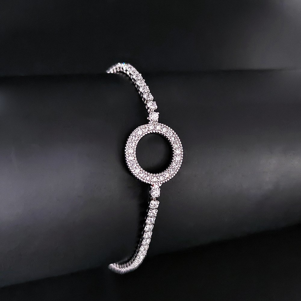 Moon Geometric Companion Fashion Simple Design Full Dia Niche New Trendy Round Bracelet for Women