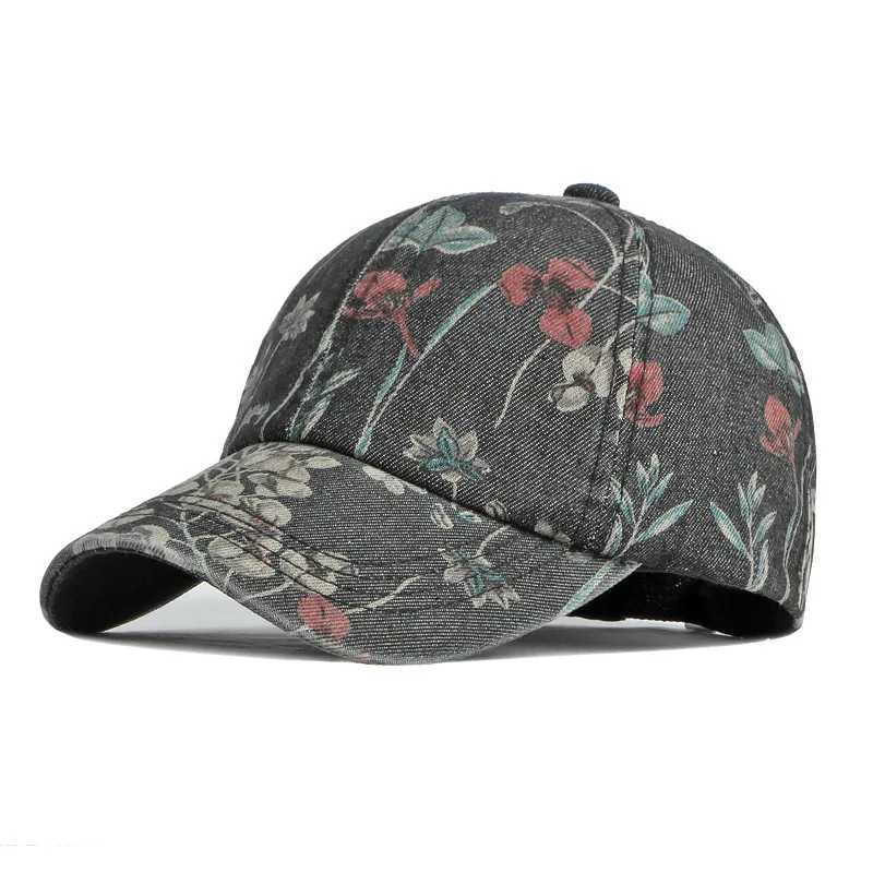 Boho Tropical Print Baseball Cap Women Outdoor Washed Denim Cap Female Fashion Visor Bohemian Jeans Men Sport Street Sun HatsW251029