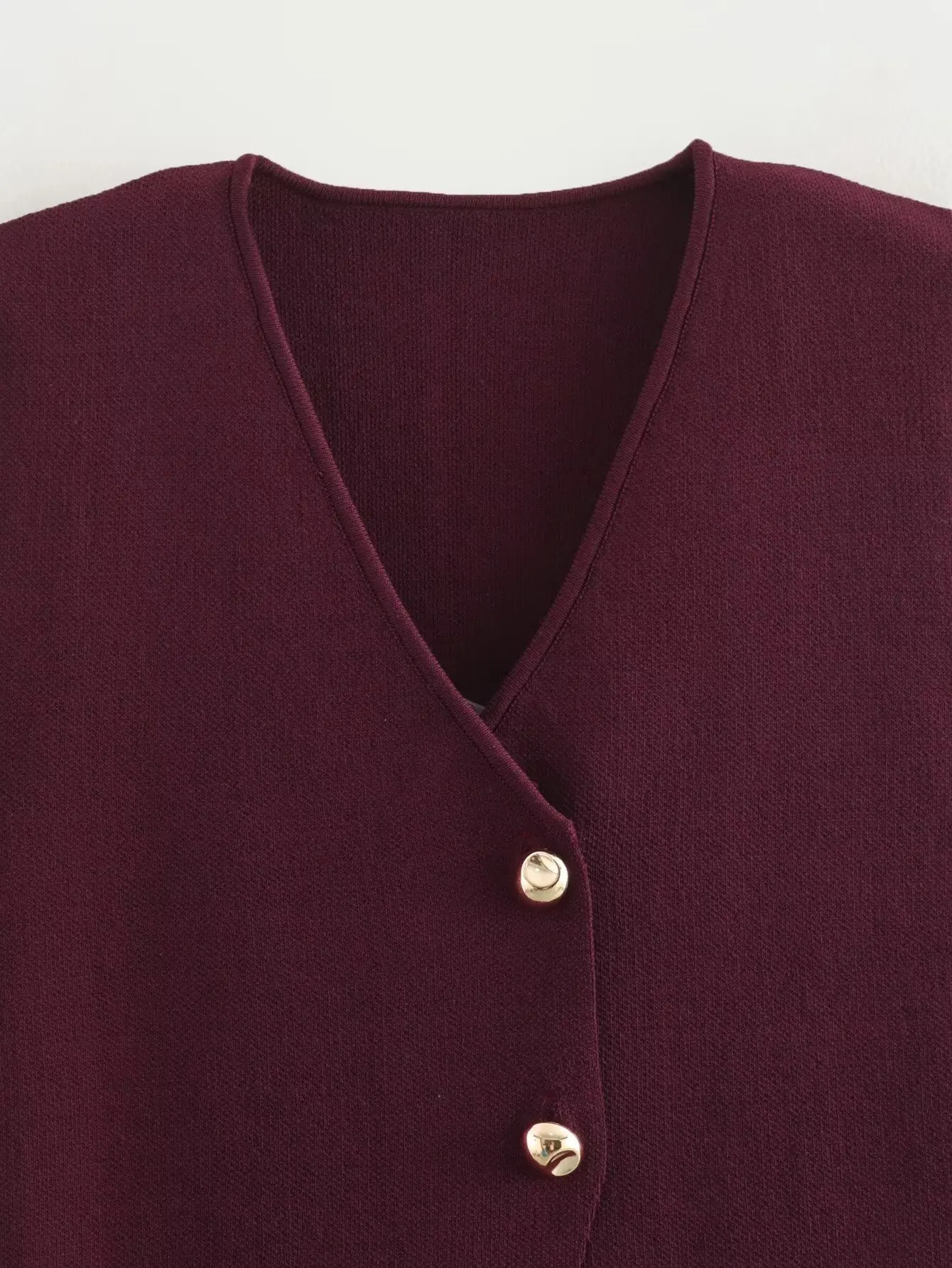 European and American style womens clothing fashion solid color Vneck button decoration vest 251029