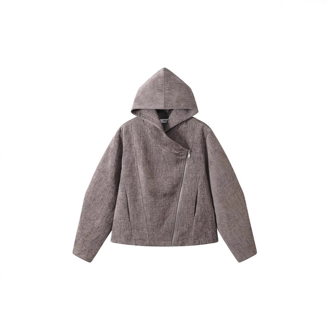 Asymmetrical Designer Jacket Zipper Design Niche Deconstructed Hooded Jacket Unisex Loose Casual Versatile Cool Coat